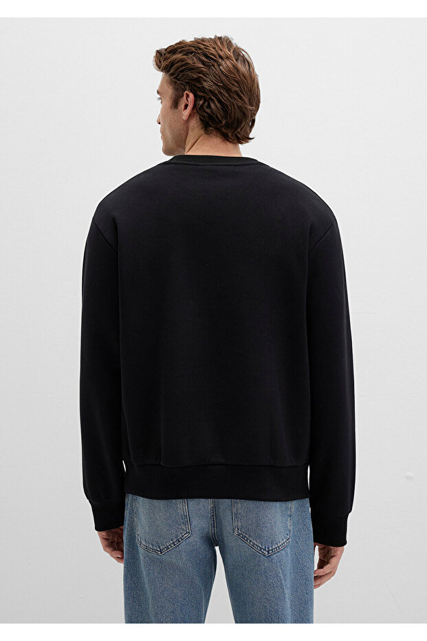 Bisiklet Yaka Siyah Basic Sweatshirt 0S10276-900 - 4