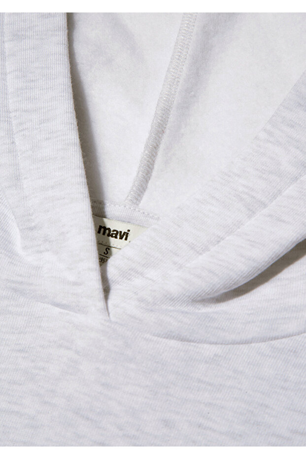 Kapüşonlu Açık Gri Basic Sweatshirt 167299-85438 - 6