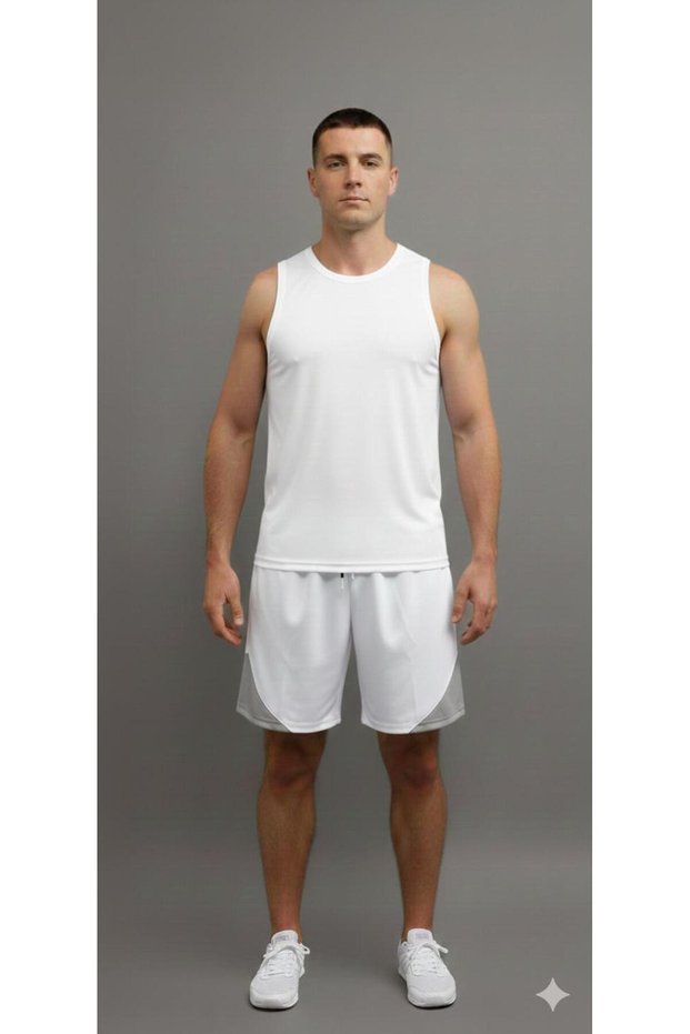 File Basketball Training Bermuda Sports Shorts White Triangle Detail Gray