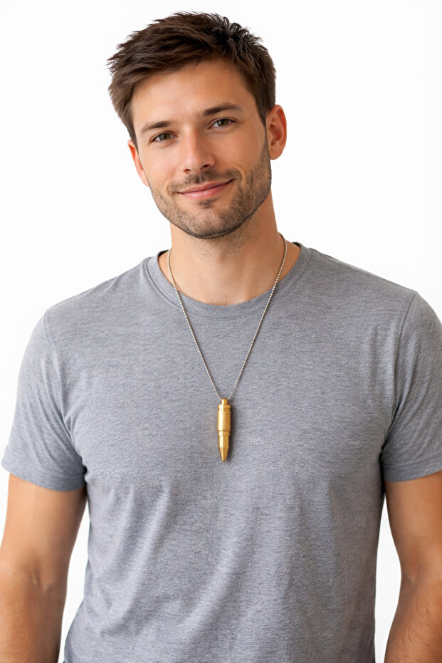 Men's Gold Bullet Necklace