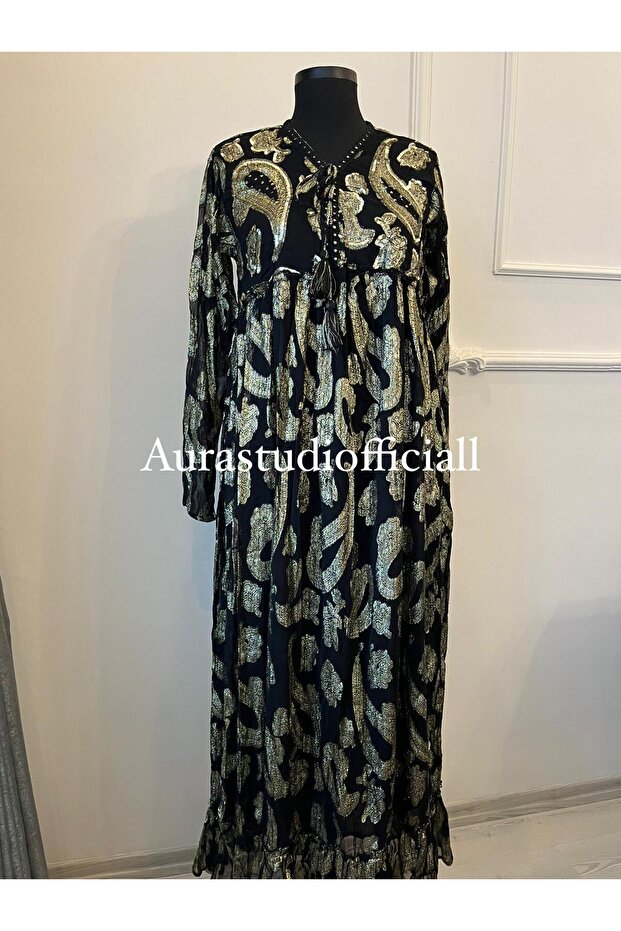 İthal İşlemeli Boncuklu Hint Elbise - 3