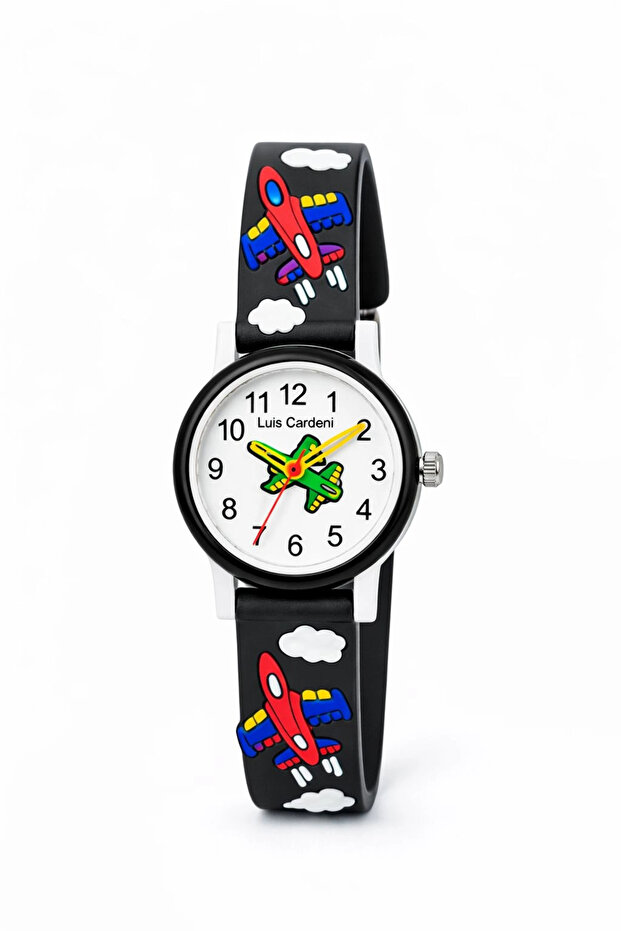 Children's Wristwatch Airplane Pattern (BLACK) 12028