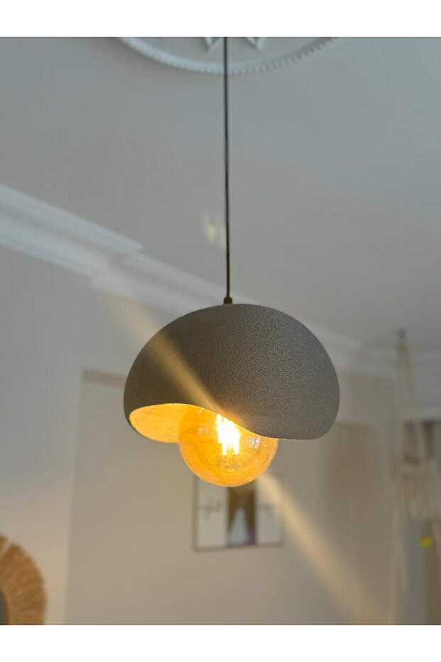 Beton Sarkıt Avize Antrasit– Rustik Bohem Modern Tekli Sarkıt Avize (E27 Ampul Dahil) - 1