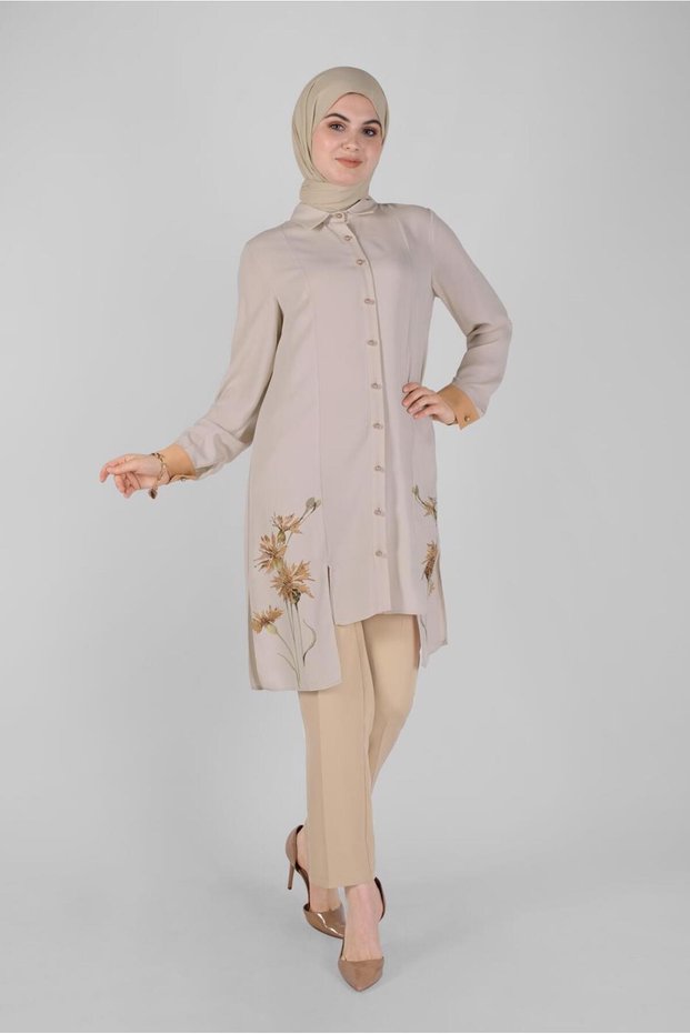 Flower Print Asymetric Cut Tunic 41421