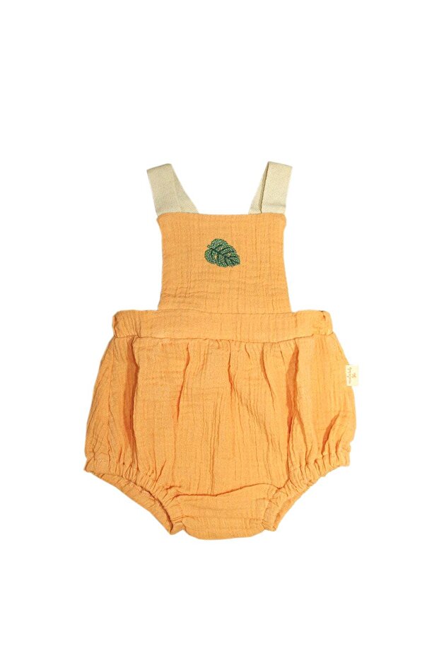 Monstera Embroidered Muslin Baby Salopet
