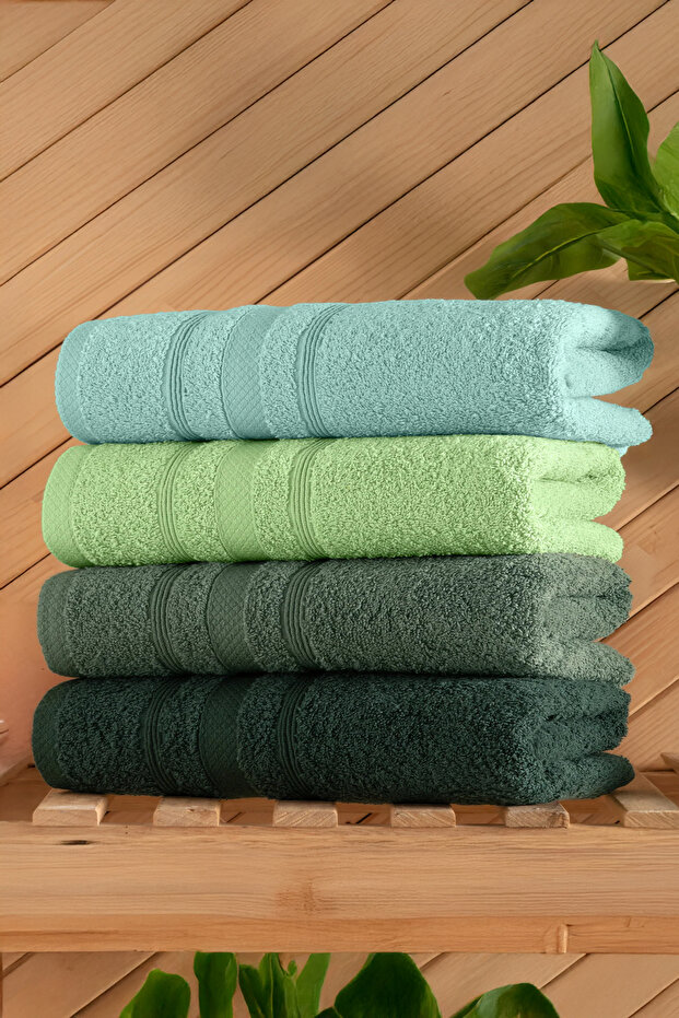 Lera Set of 4 70x140 Towels - Bath Towel Set | Cotton - Quick-Drying - Soft