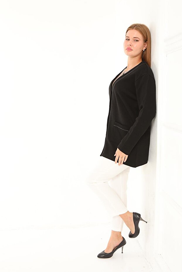 Çelik Örme Triko Düğmeli Anne Ceket 2405 - 4