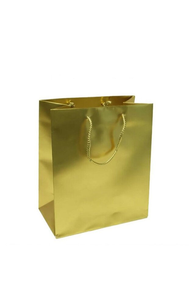 Gift Small Size Plain Cardboard Bag 11X11 10 Pieces Gold