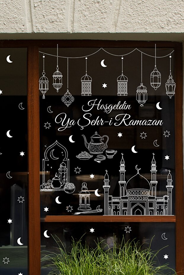 Ramadan Window Sticker Set – Welcome to the City of Ramadan Written, Double-Sided Transparent Window Decoration