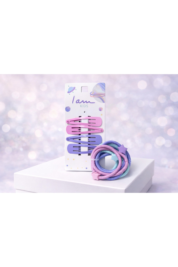 Girl's Pastel Color Snap Buckle (4 Pcs.) And Starry Rubber Buckle (6 Pcs.) Set