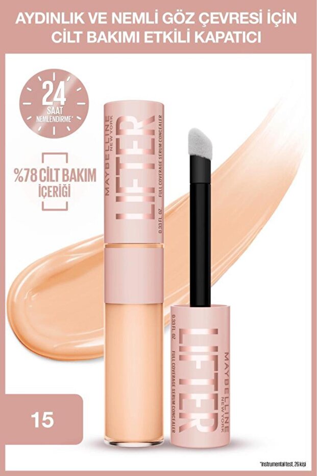 Maybelline New York Lifter Kafein ve Peptitler İçeren Nemlendiren ve Aydınlatan Kapatıcı - 15