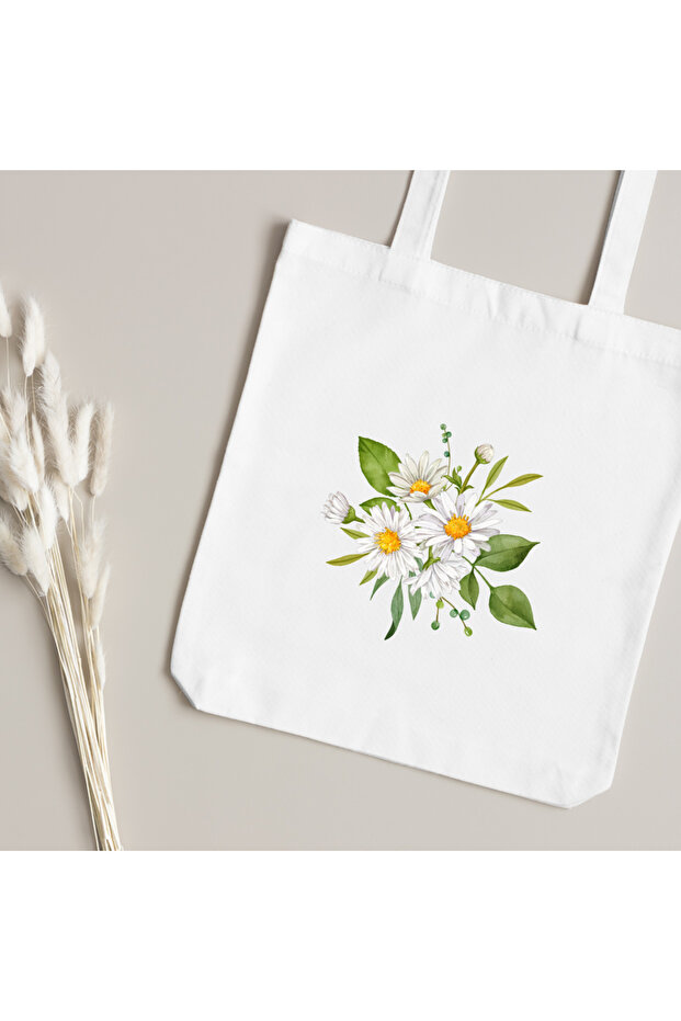 حقيبة قماش منقوشة بالبابونج 35x40 سم - 1