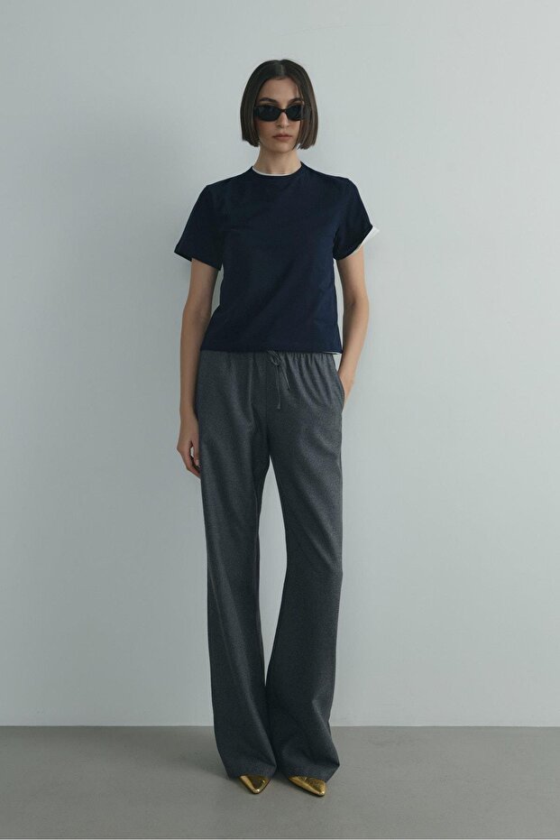 Lacivert Pamuklu Basic Tişört - 6