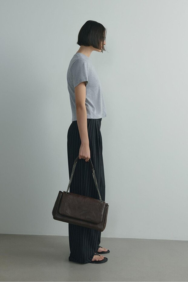 Gri Pamuklu Basic Tişört - 2