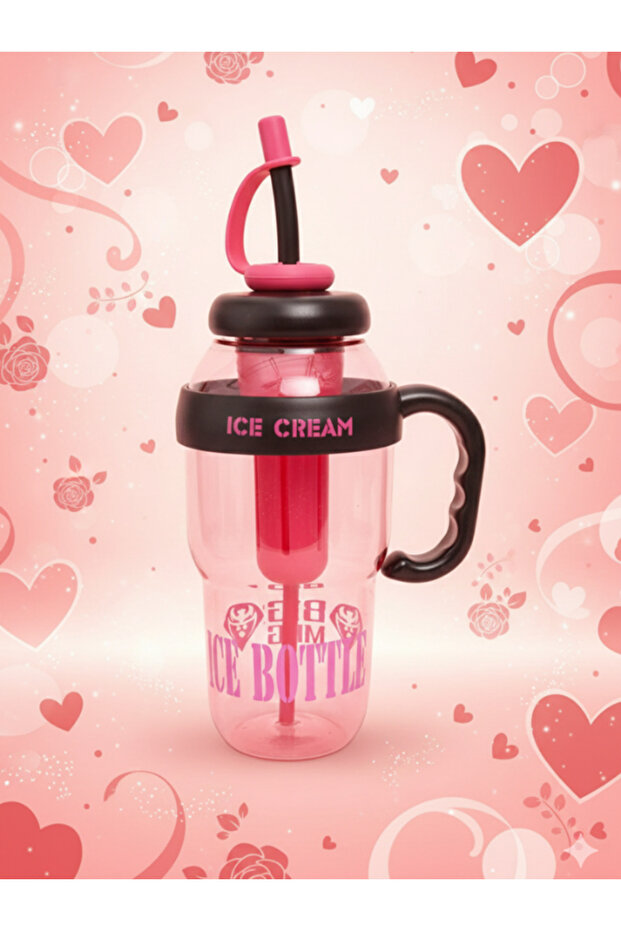 Valentine's Day Gift Bıgmug Ice Cream Tritan Detox Water Bottle with Straw 1300 ml