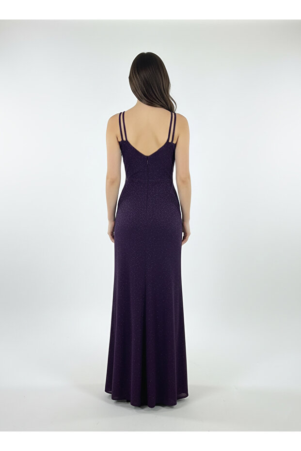 Drapeli askılı elbise - 4