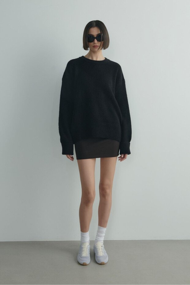 Siyah Bella Oversize Kazak - 5