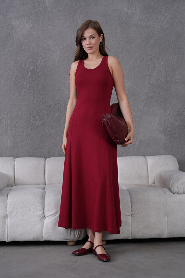 Kolsuz Yazlık Örme Elbise - 6