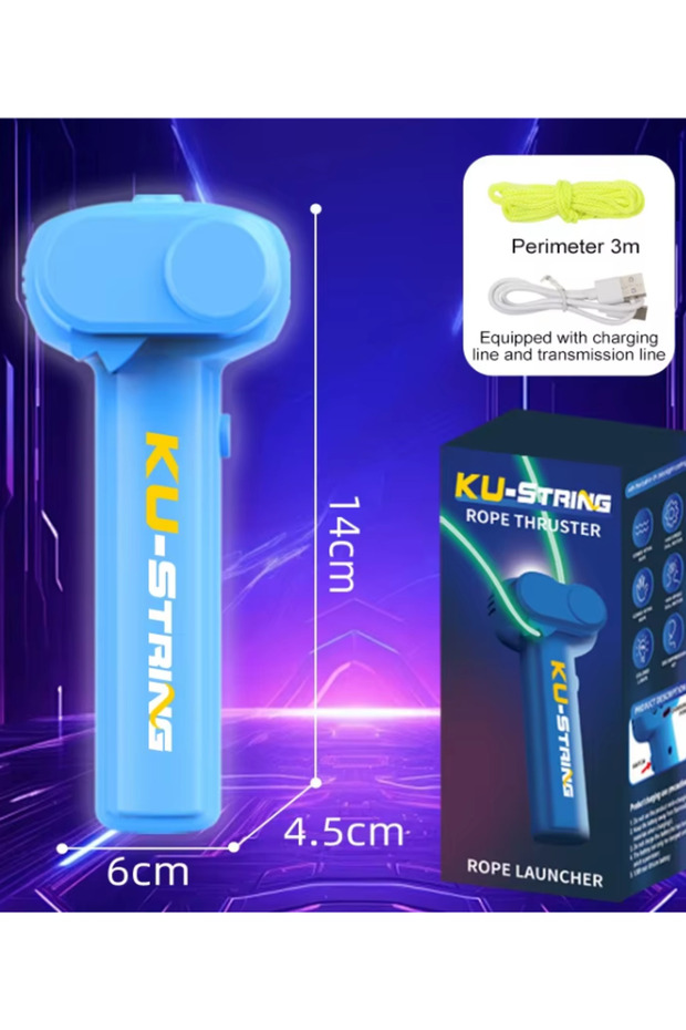 لعبة إطلاق حبل قابلة لإعادة الشحن، مزودة بإضاءة LED، و3 حلقات حبل للخدع البصرية - 5
