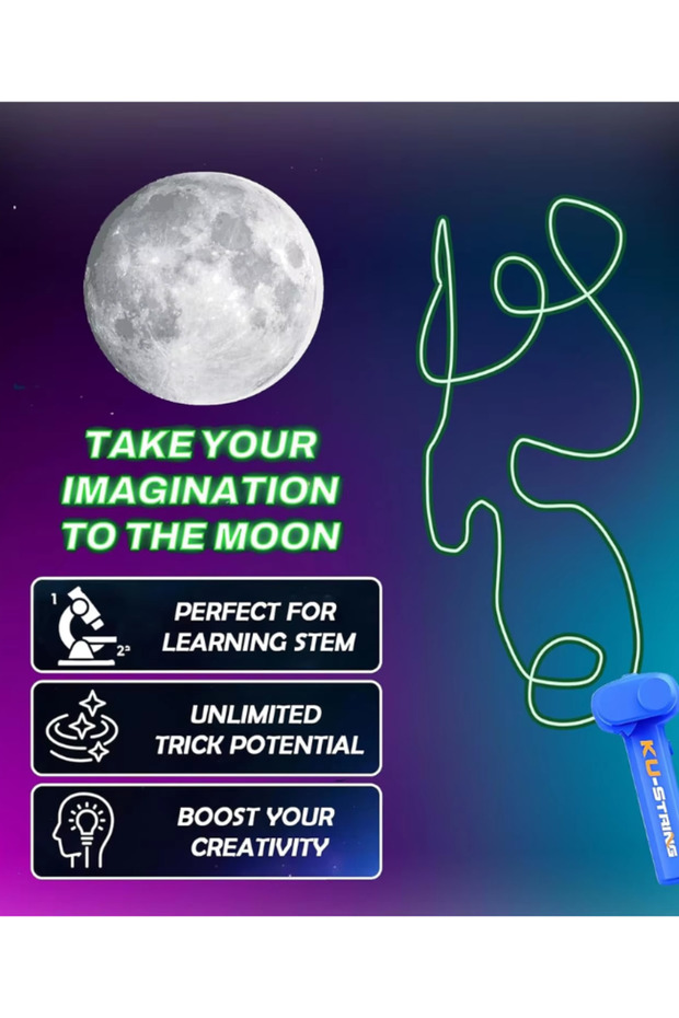 لعبة إطلاق حبل قابلة لإعادة الشحن، مزودة بإضاءة LED، و3 حلقات حبل للخدع البصرية - 7