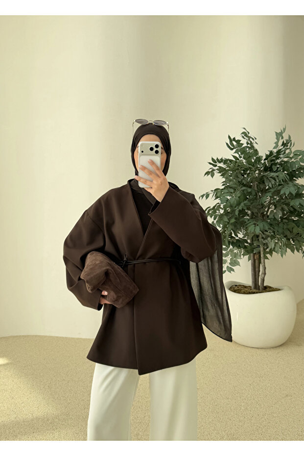 7673 POLEVİSKON CEKET KAHVE - 6