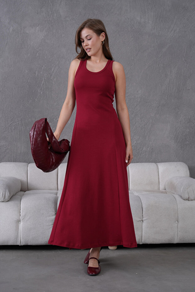 Kolsuz Yazlık Örme Elbise - 7