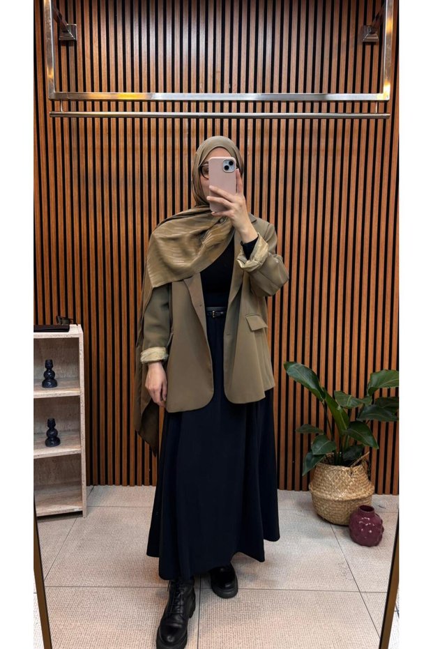 Women's Tensel Black Skirt Z.Ra Model Skirt with Pockets and Elastic Waist Js-251020