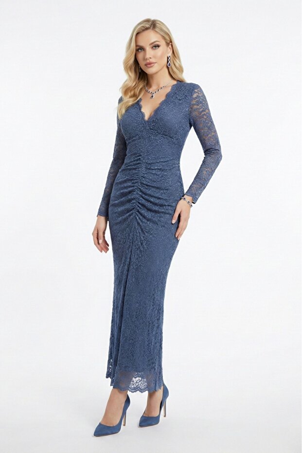 dantelli kadın balık elbise - 3