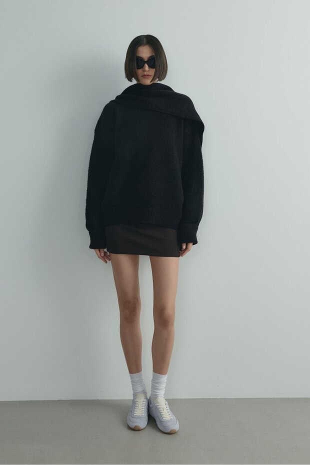 Siyah Bella Oversize Kazak - 6