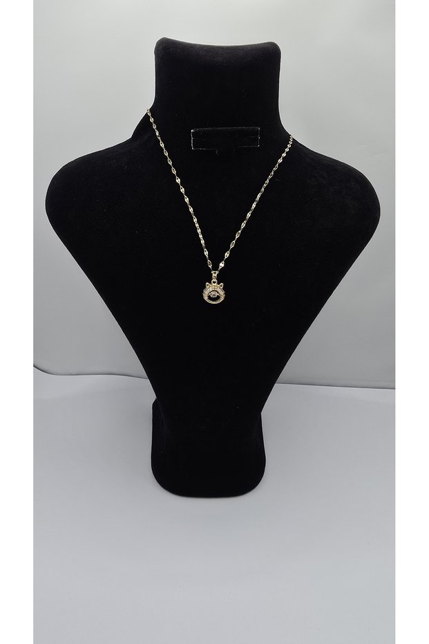 Stainless Steel Gold Color Butterfly Chain Figured Zircon Stone Necklace