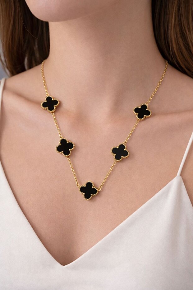 Çelik yonca model kolye - 1