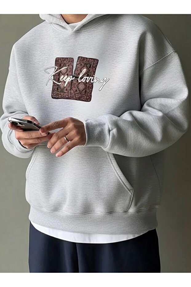 Keep Loving Ethnic Pattern Printed Oversize Unisex Sweatshirt