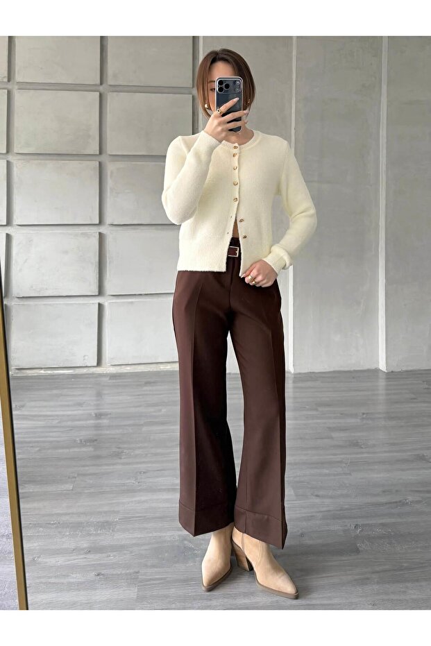 كارديجان ناعم بأزرار منقوشة 7606 فانيليا - 2