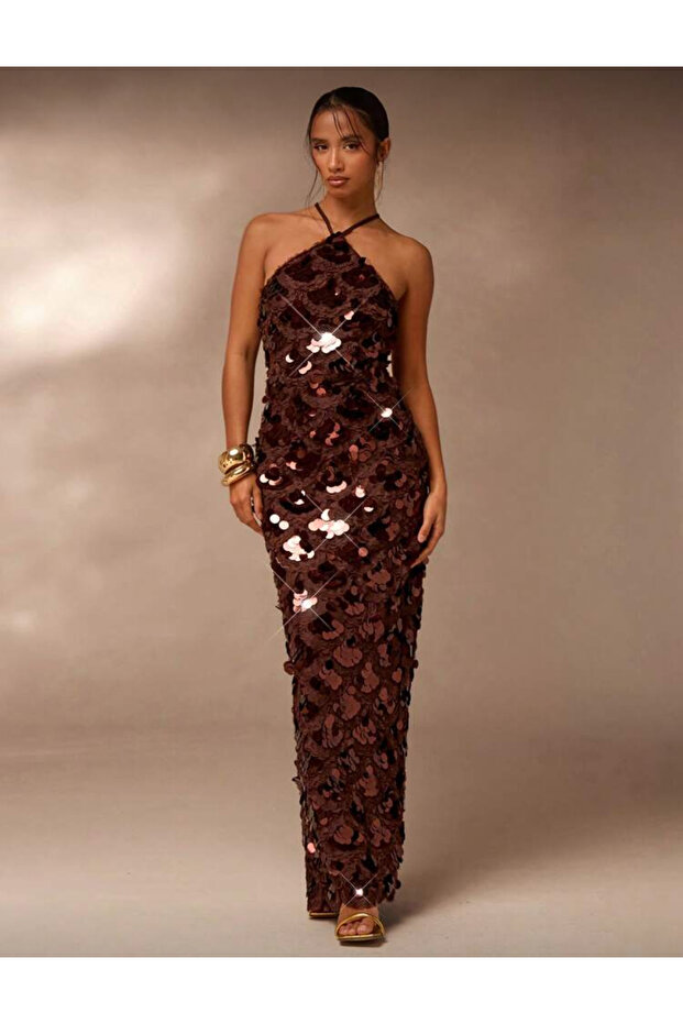 Kadın Pullu Askılı Elbise - 1