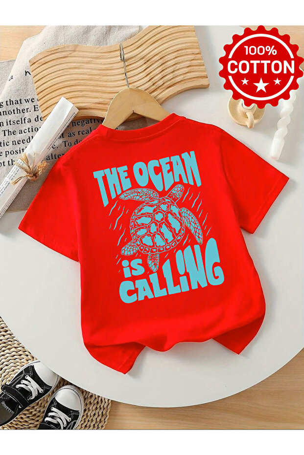 The ocean Printed 100% cotton crew neck premium t-shirt for kids