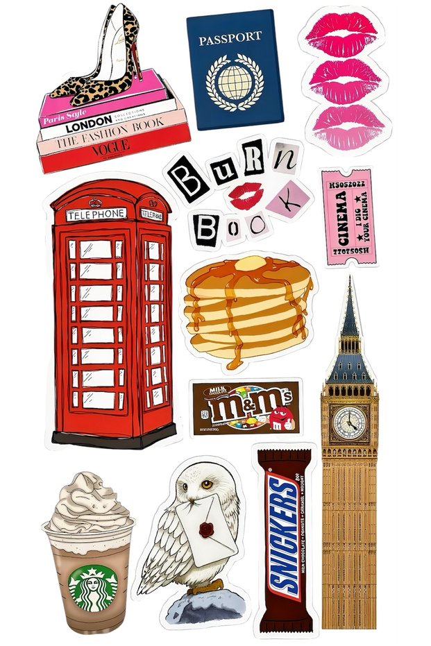 Fashion & Travel Themed Sticker Set – 22X30 cm | Fashion Travel Pop Art