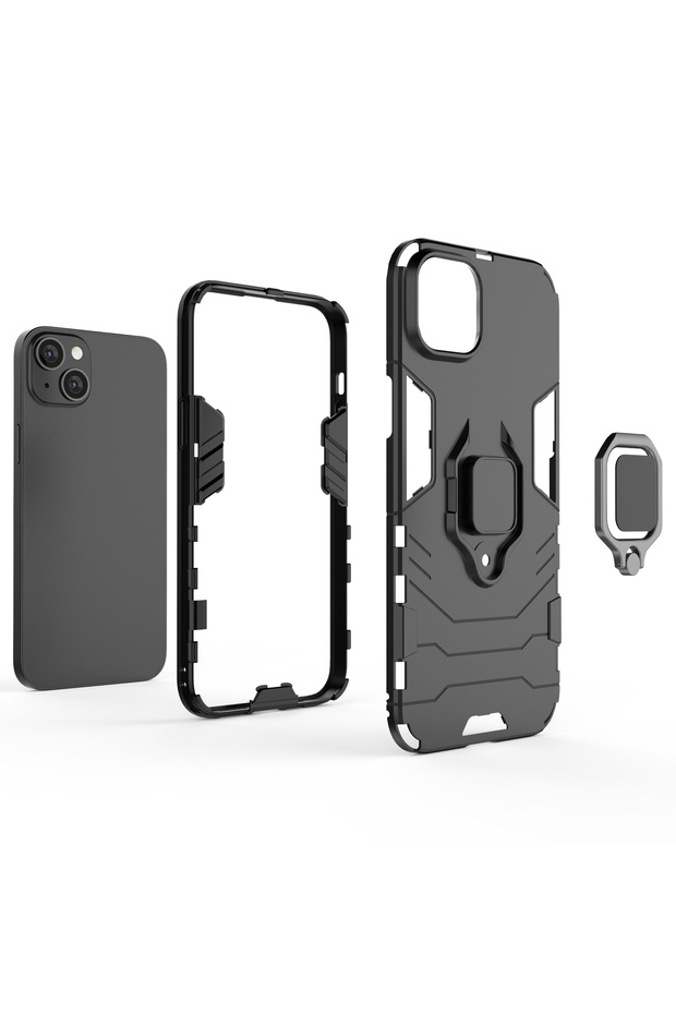 iPhone 14 Compatible Ring Armor Case - Black - 4
