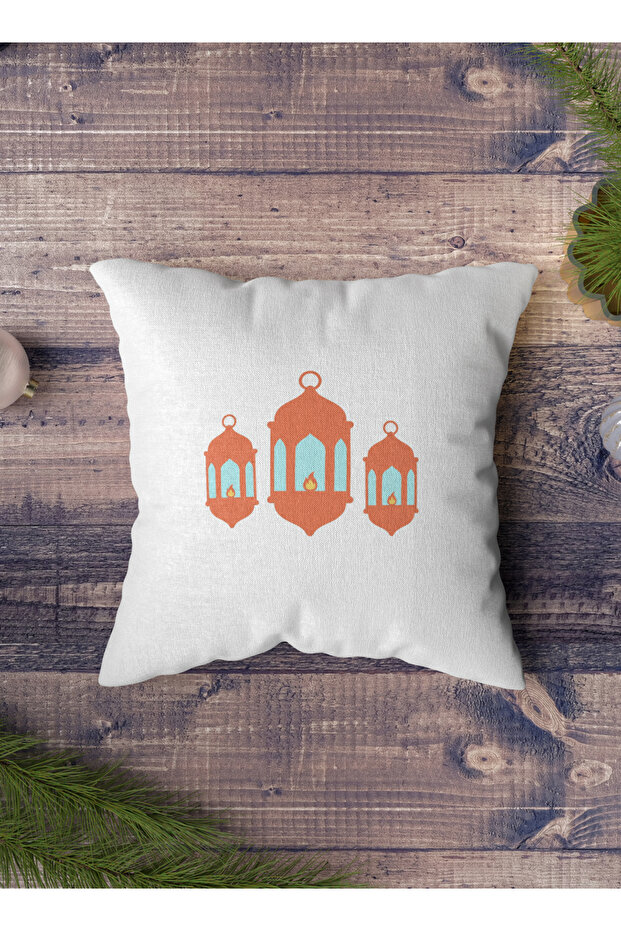 غطاء وسادة من البوليستر بتصميم فوانيس رمضان