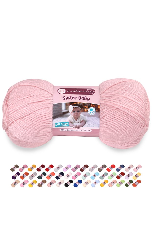 Premium Softee Baby Hand Knitting Yarn Baby Yarn Cardigan Sweater Vest Yarn Scarf Beanie Booties Baby Yarn Powder