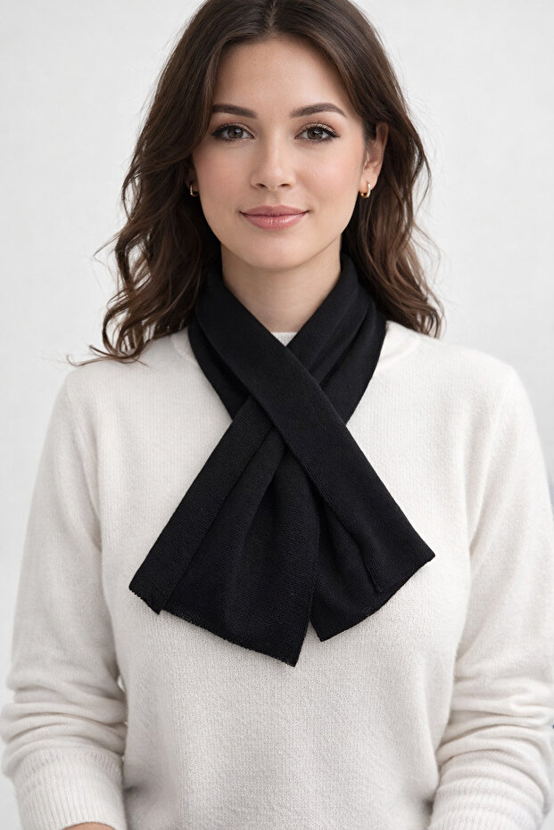 Çapraz Bağlamalı Triko Akrilik Fular - 1