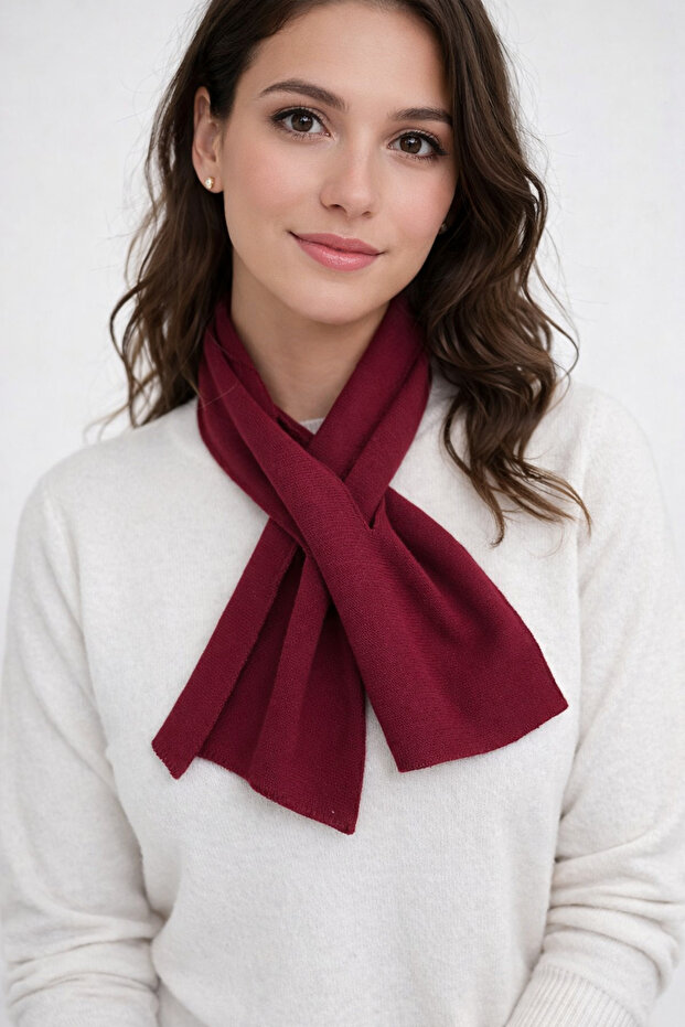 Çapraz Bağlamalı Triko Akrilik Fular - 1