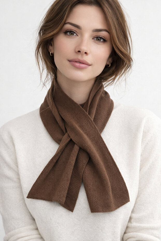 Çapraz Bağlamalı Triko Akrilik Fular - 1