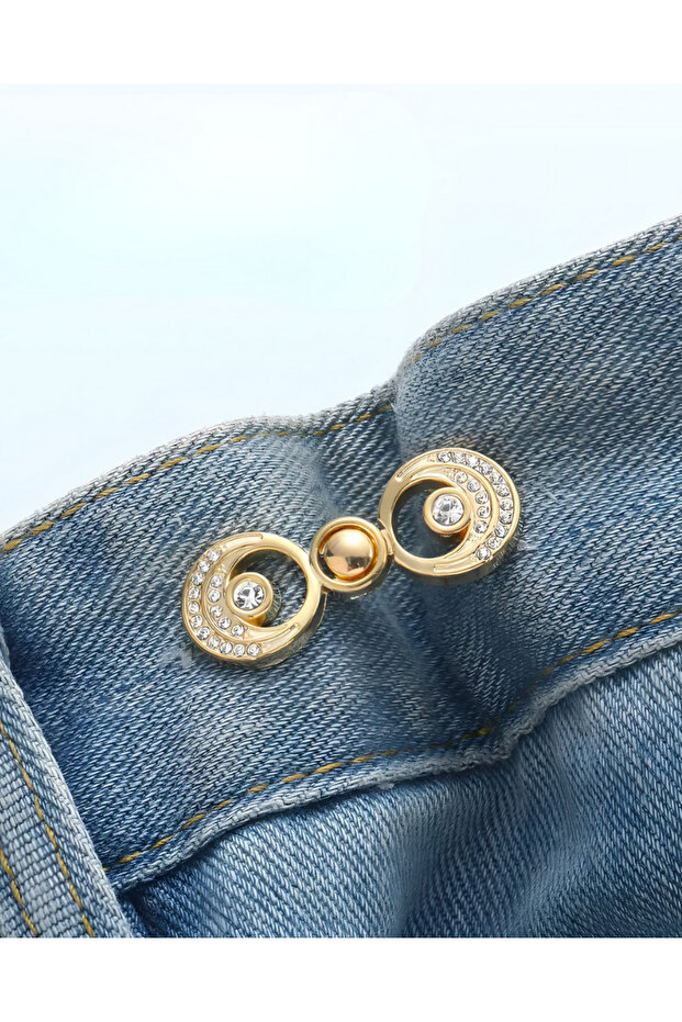 Gold Crescent Model Trouser Waist Reducer, Belt, Brooch, Crescent Trouser Waist Reducer Snap Fastener