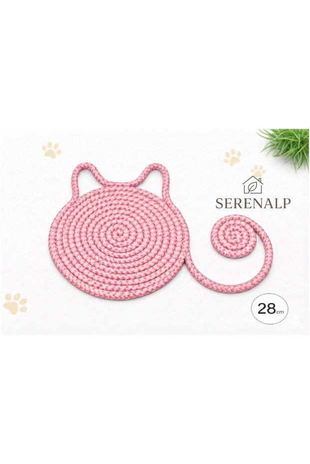 Handmade Cat Food Mat 28 cm – Knitted Rope Food Mat, Decorative Food Mat