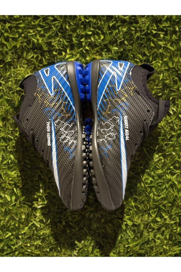 Children's Carpet Field Shoes Are Flat (Black-Blue)
