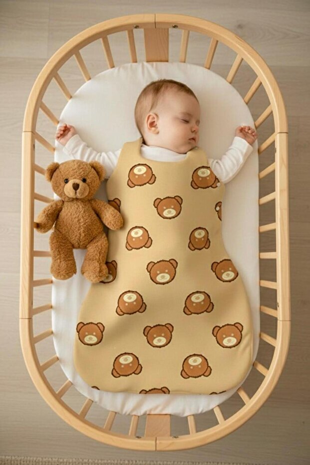 Newborn Baby Organic Soft Teddy Bear Swaddle Sleeping Bag 0-6 Months - with Bib Gift