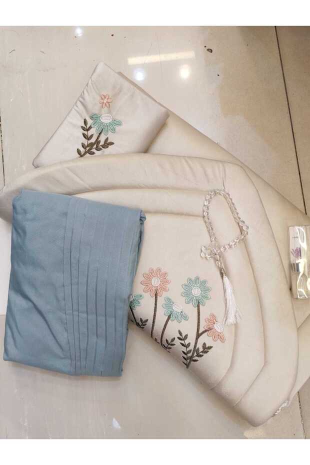 Padded prayer mat set with soft, cool mirrored sheet - 1