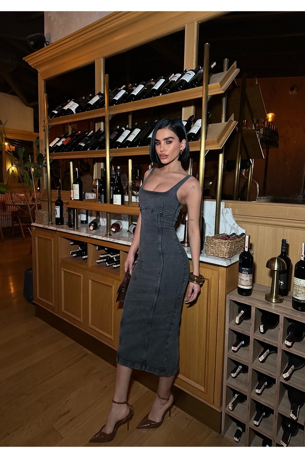 Askılı Kot Elbise - 3