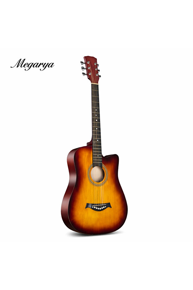 38 Inch Basswood Folk Matte Acoustic Guitar for Beginners – Sunburst Finish, Lightweight & Easy Play