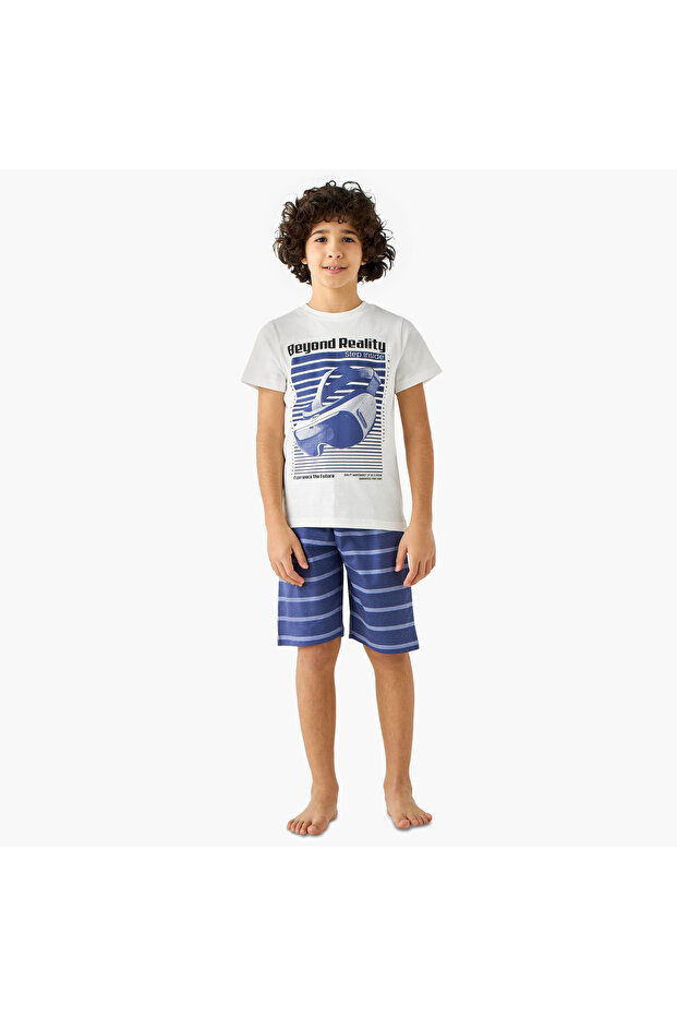 Gaming Controller Print T-shirt and Shorts Set